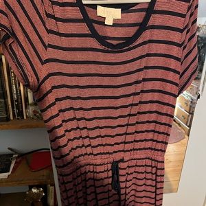 Olive and oak pink and blue striped tie waist dress